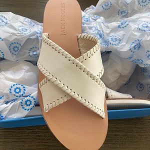 Jack Rogers Sloane x Band Slide Sandal SZ 9 White. NWT and Box